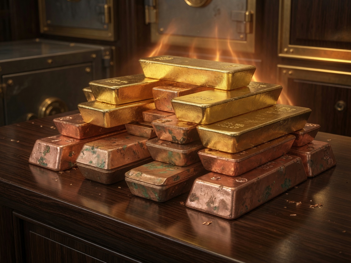 Gold and copper bars